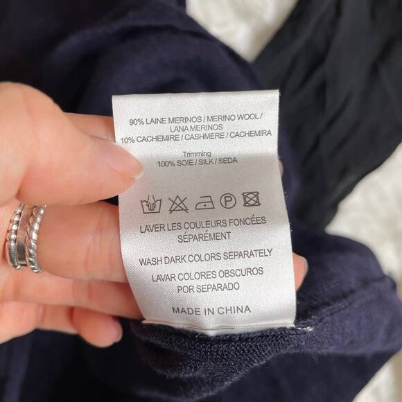 SANDRO Paris Wool‎ Silk Mesh 3/4 Sleeve Sweater Top Lightweight Purple Black 1 - Picture 5 of 6